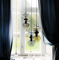 ‘Futura’ glass pendants by Ebb & Flow