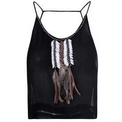 Glamorous-Black-Feather-Detail-Cami-Top