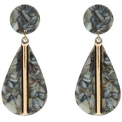 New-Look-Grey-and-Black-Marble-Effect-Teardrop-Earrings