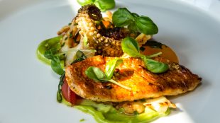 Grilled red mullet, cuttlefish, heritage tomato, monk’s beard, basil Jeremy's restaurant