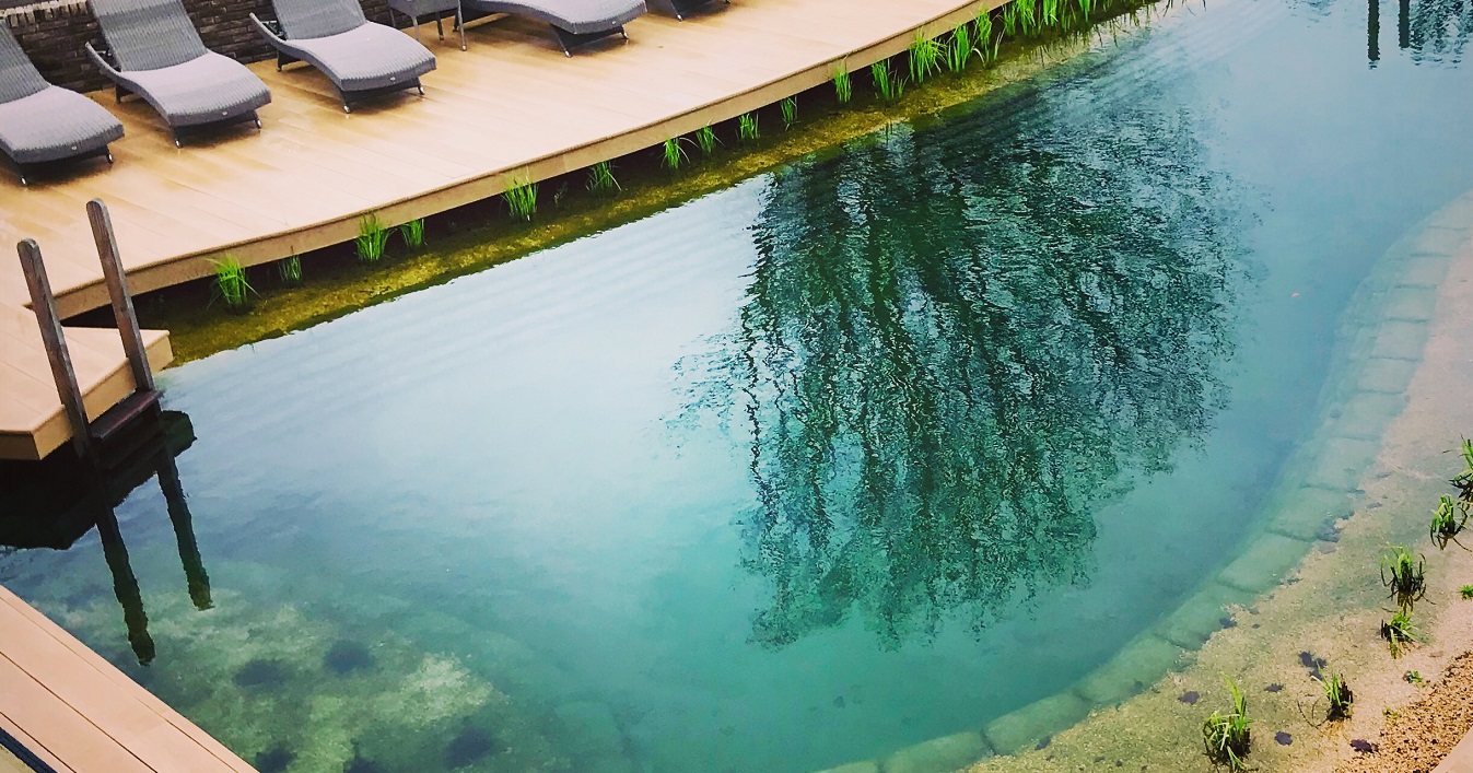 Natural water swimming pool at South Lodge Spa review on Title Sussex Magazine www.titlesussex.co.uk