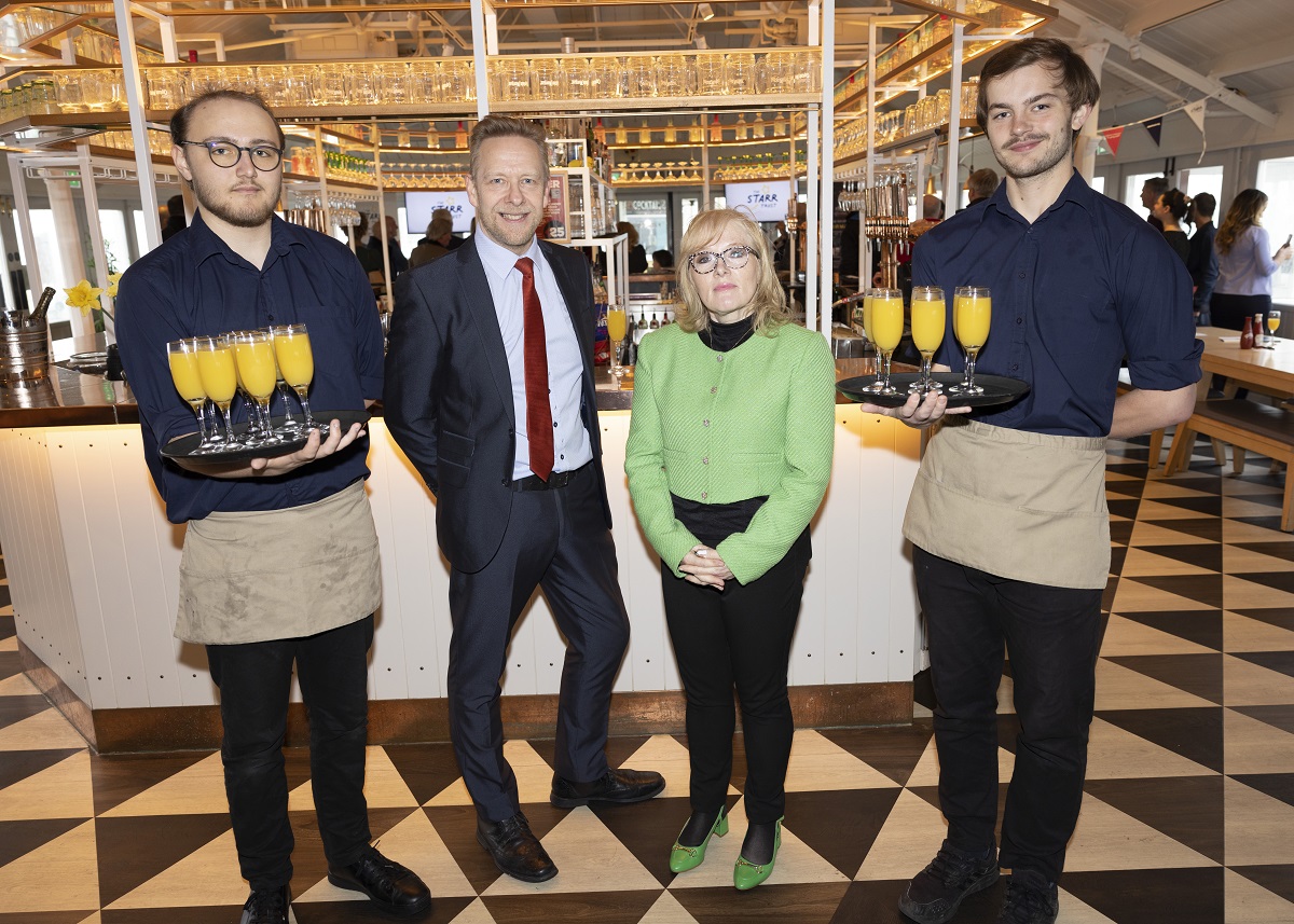 Ann Ackord and David with staff from Brighton' Palace Pier's Palm Court restaurant for Title Sussex www.titlesussex.co.uk