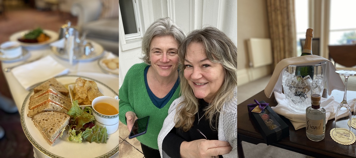 Afternoon tea, Kath and Sam, and our chilled fizz