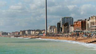 Brighton beach, with a view of the i360.