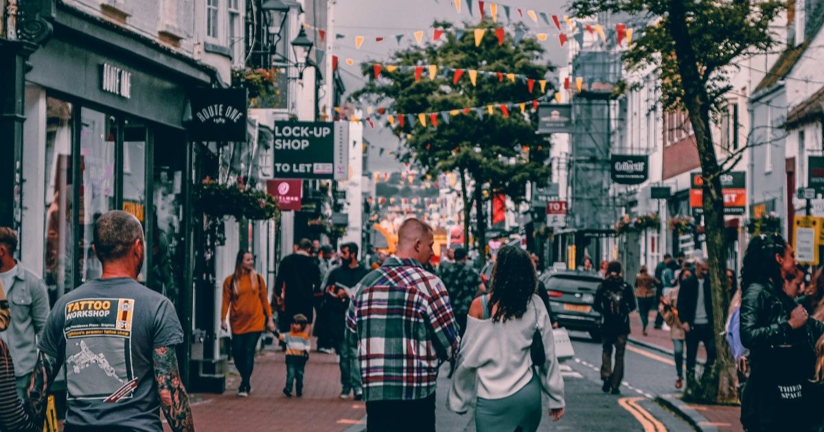 The streets of Brighton packed with people